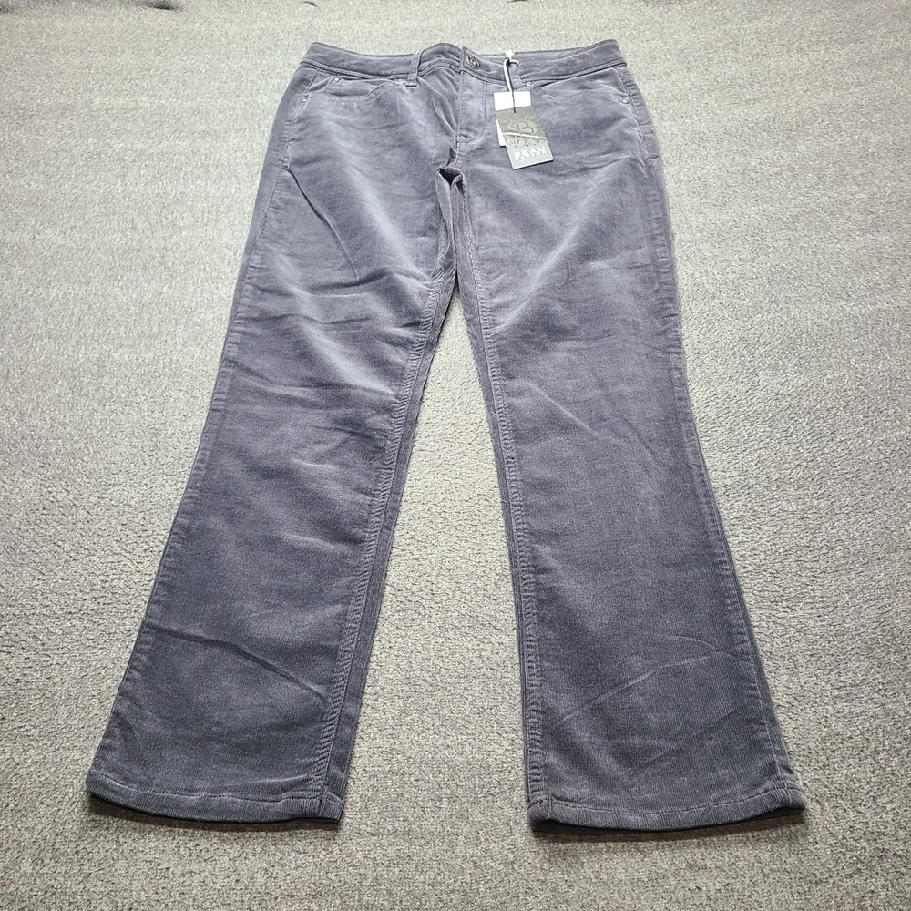 Beau Dawson Corduroy Pants Women 14P Gray New Straight Leg Stretch Trousers